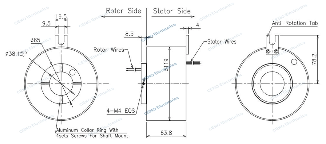 Hollow Shaft Gigabit Ethernet Slip Ring For Industry Application